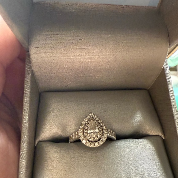 Zales Jewelry - Zales Silver Teardrop Halo Ring